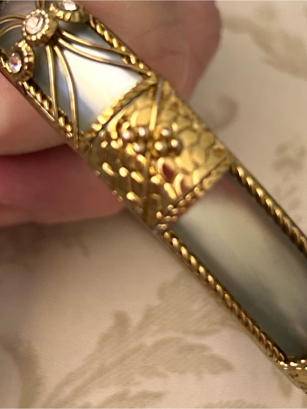 Gold-Tone Lucite(Mother-of-Pearl like) Bangle Bracelet